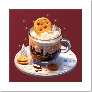 Hot Chocolate with Cookie and lots of whipped cream Posters and Art
